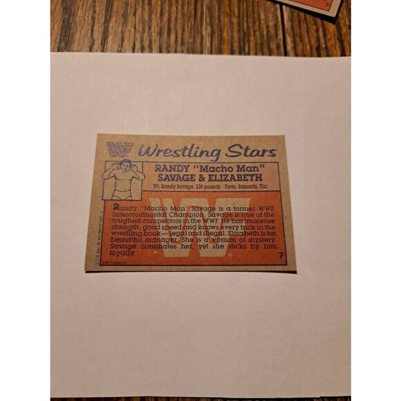 1987 Topps WWF Randy Macho Man Savage Elizabeth #7 Vintage Wrestling Card - Picture 2 of 2
